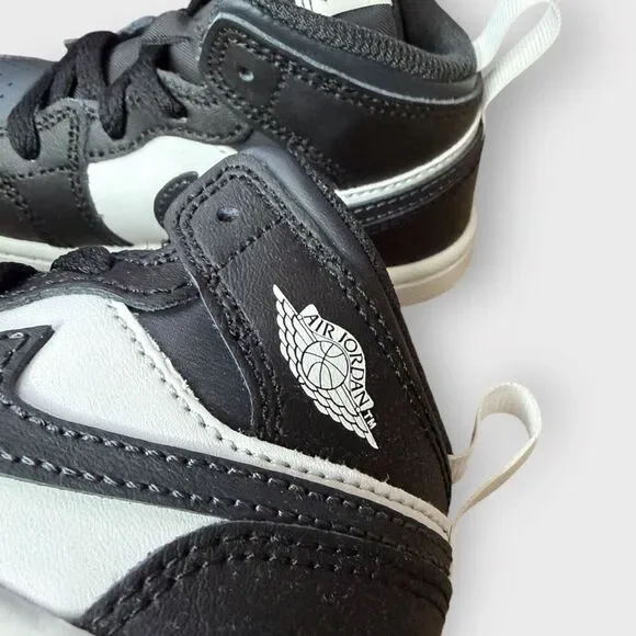 Nike Air Jordan 1 Mid Shoes Toddler TD size 7C Black White Noir DQ8425-010 NIB - Picture 9 of 12